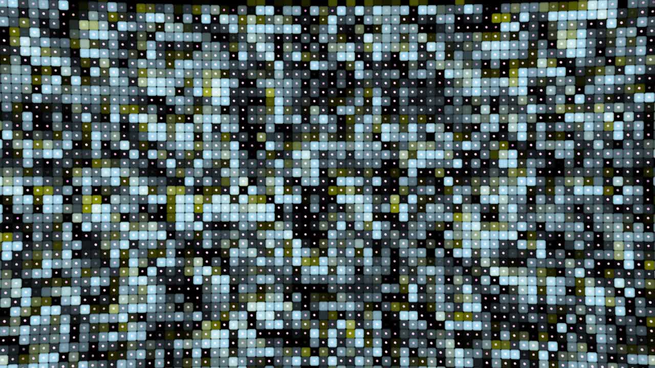 Abstract blue random square tiles in seamless loop animated mosaic. Minimal motion graphic background