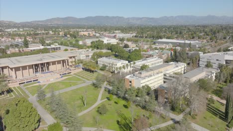 aerial establishing shot of california state university of northridge and the surrounding neighborhood