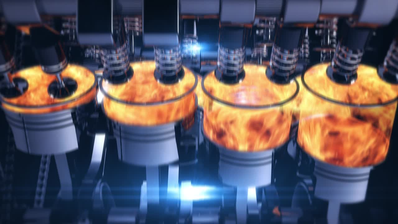 v8 motor de inyección de combustible en movimiento, produciendo una potencia potente