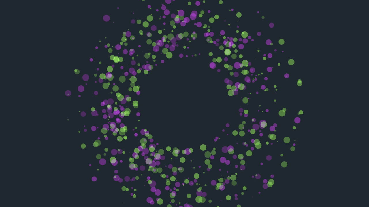 어두운 공간에 네온 컬러가 있는 다채로운 기하학적 점