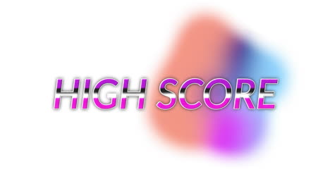 animación de texto de alta puntuación sobre un fondo abstractamente multicolor con patrones