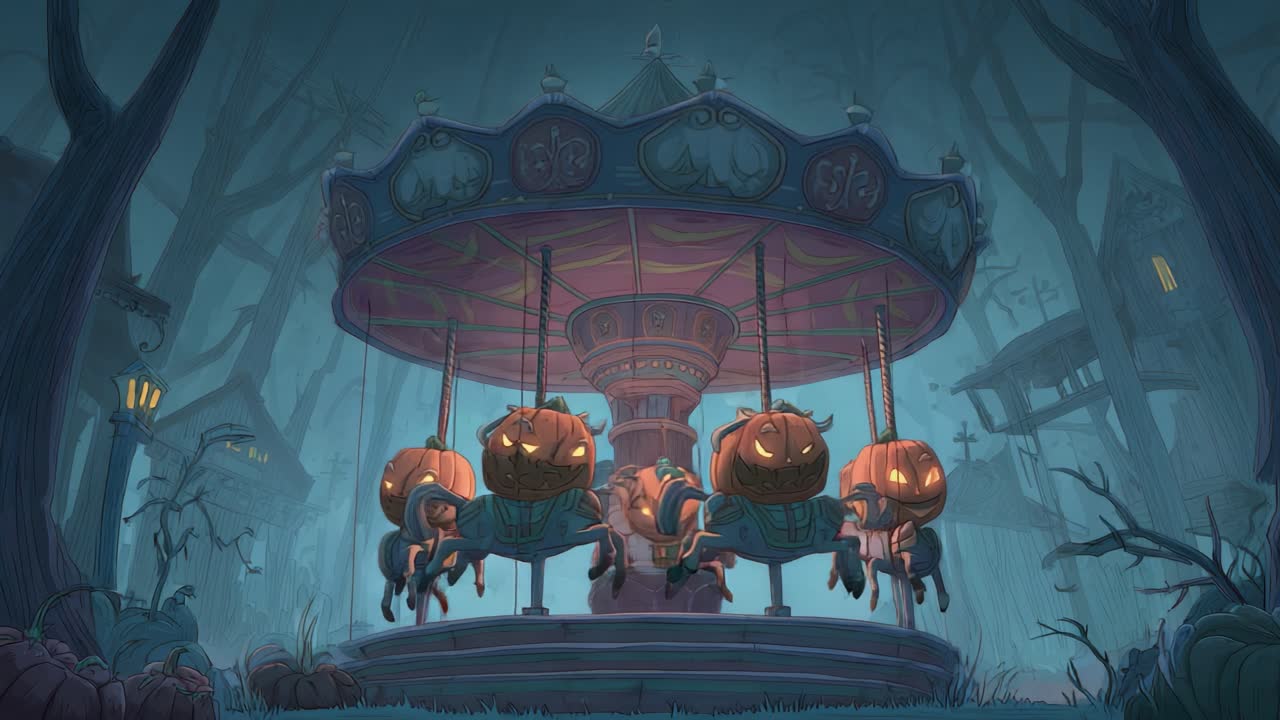 Haunting Carousel of Jack-o'-Lanterns: A Spooky Ride Through a ...