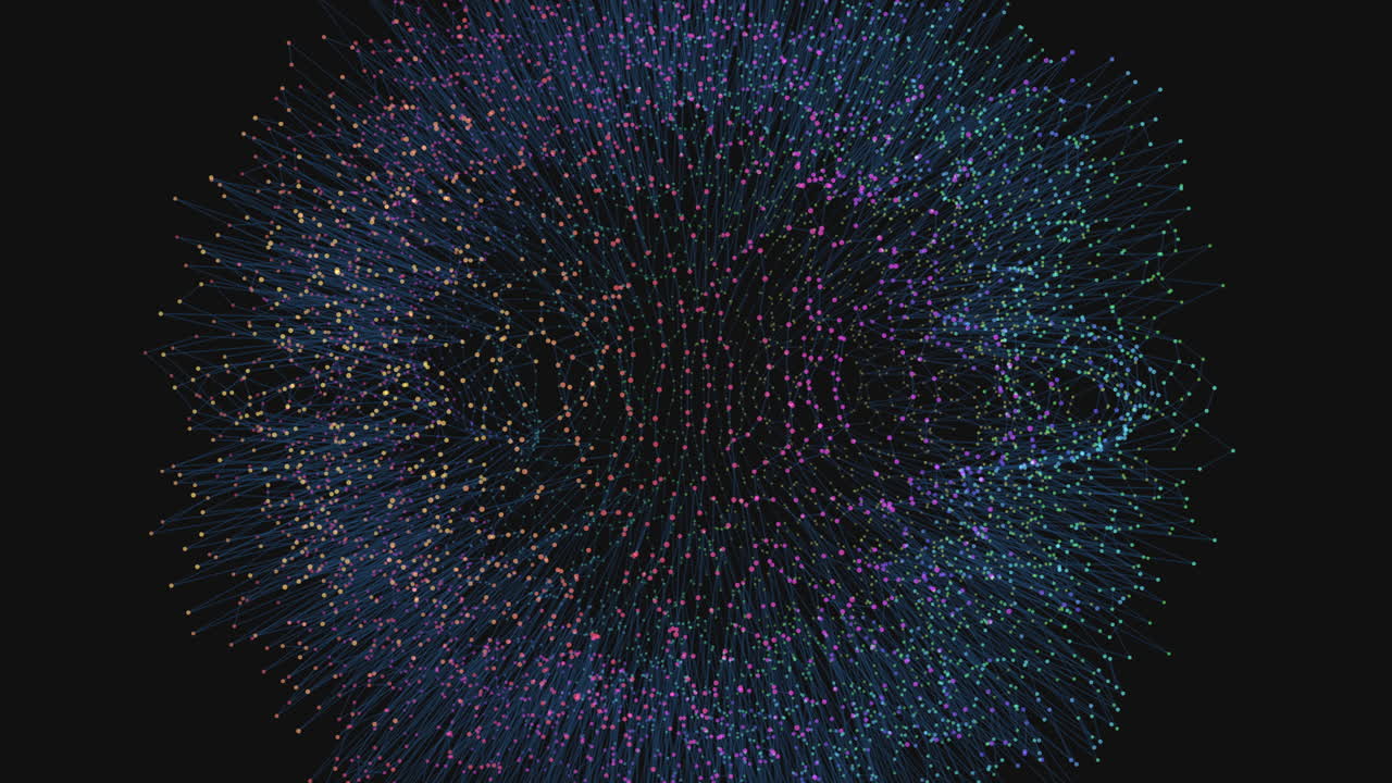 Vivid circular arrangement of colorful dots forming a mesmerizing pattern that seems to swirl in motion