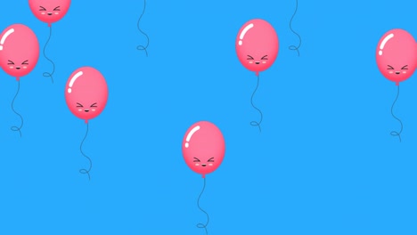 Animation-Von-Rosa-Luftballons-Auf-Blauem-Hintergrund