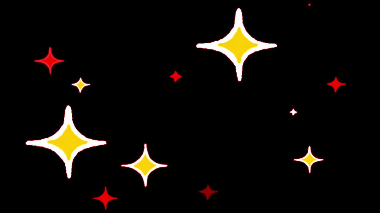 animación estrellas rojas en forma de chispas en fondo negro.