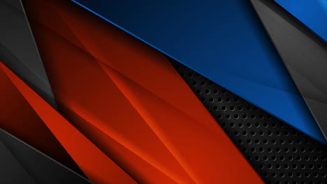 blue and orange moving glossy lines on dark perforated background