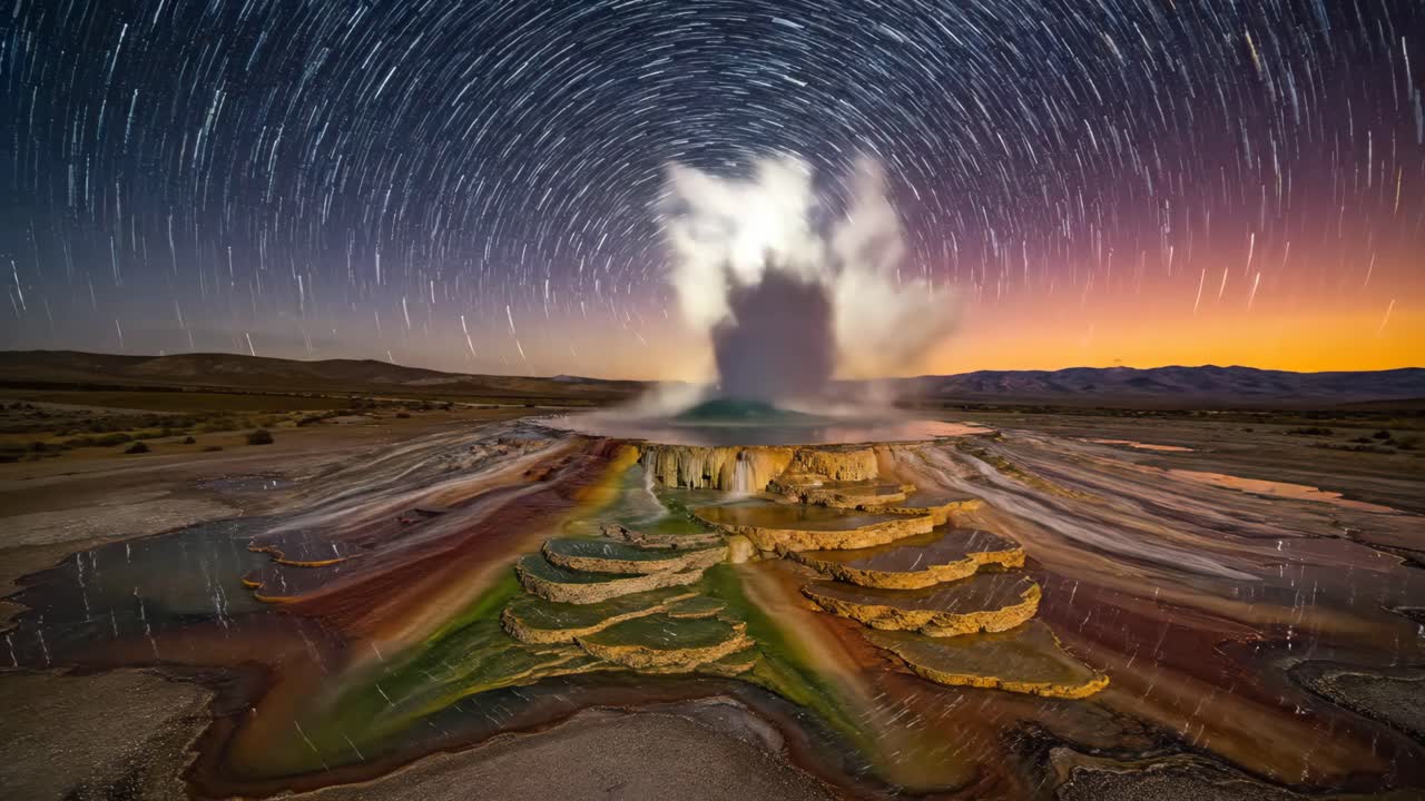 Star Trails Over Fly Geyser, Nevada