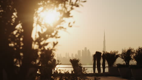 dubai sunset skyline view from waterfront