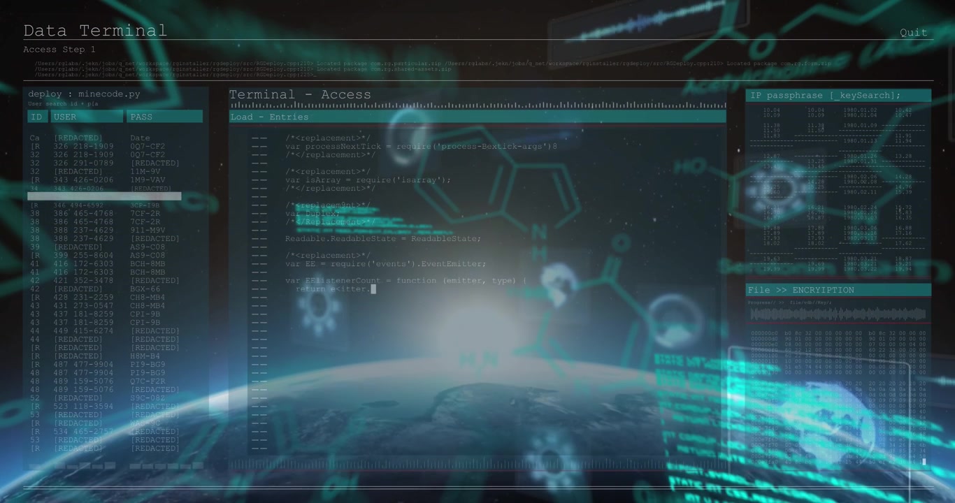 Animation of data processing over globe
