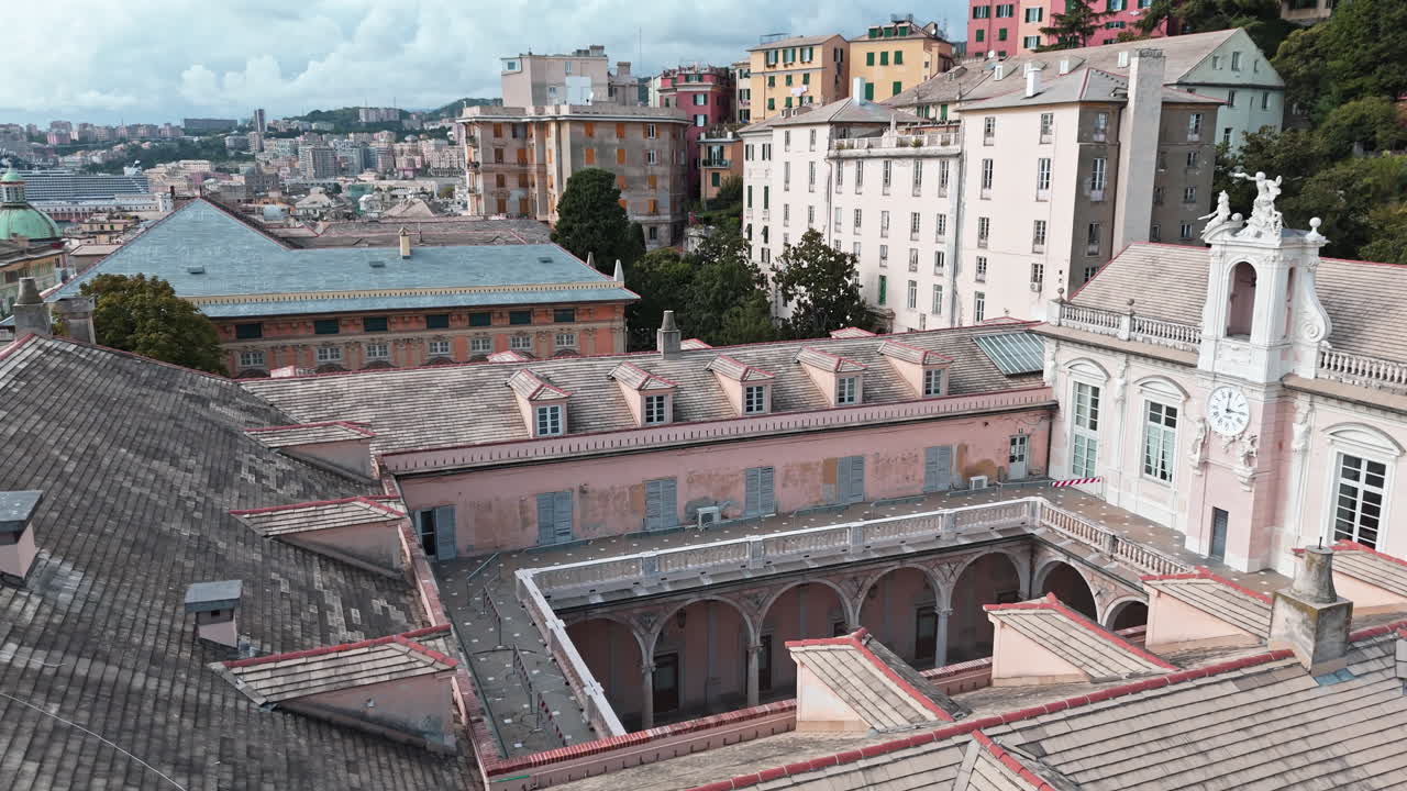 Aerial View of Genoa, Italy: Historic Palaces and Cityscape