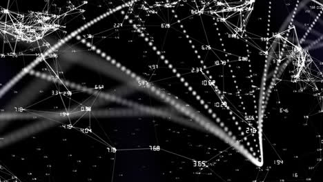 animación digital de la estructura del adn girando contra la red de conexiones en fondo azul