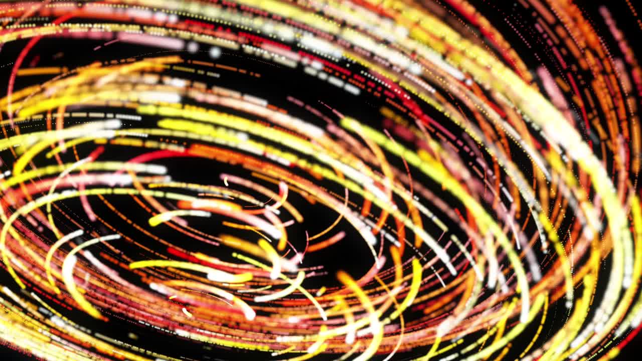 espiral giratoria interminable de líneas estrechas y coloridas aisladas en fondo negro. animación. bucle sin costuras hélice abstracta de muchas rayas que giran en la oscuridad