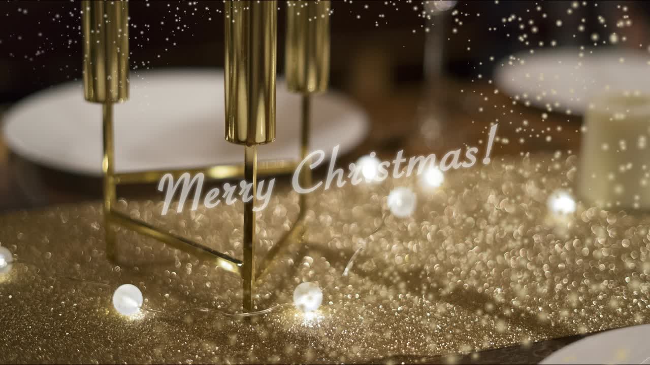 메리 크리스마스 스파클링 비디오와 움직이는 스노우플레이크, 골든 톤 축제 비디오 인트로