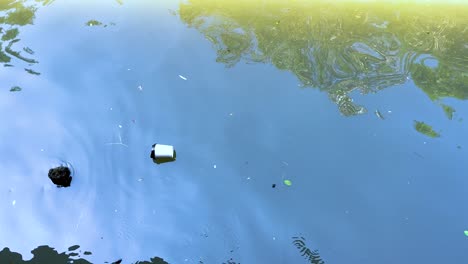 plastic waste in a river