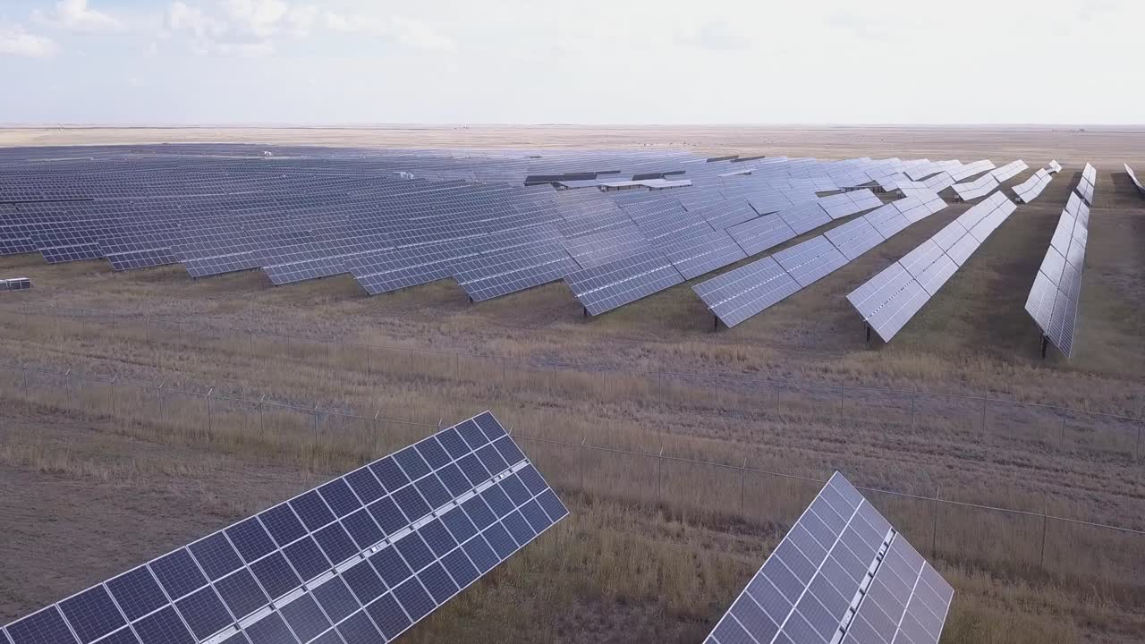 Aerial flyover: Thousands of solar panels harness power from the sun