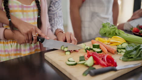 Cooking,-vegetables-and-hands-of-kid