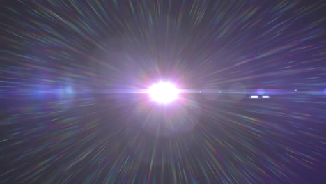 animación digital del punto de luz y el destello de la lente contra un fondo azul