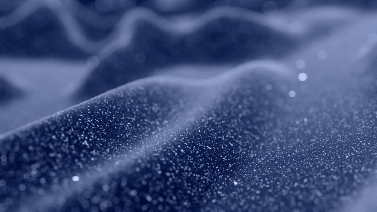 фантастический абстрактный петлеобразный фон, волны движутся по глянцевой поверхности, как пейзаж, сделанный из жидкого синего воска с блесками. красивый мягкий фон с гладкой анимацией 4k