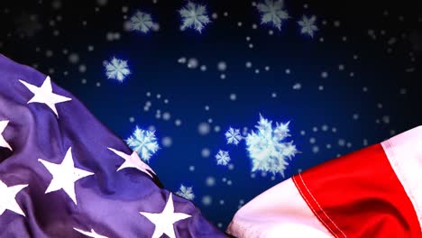 Digitale-Animation-Der-Amerikanischen-Flagge-Und-Schneeflocken-4k