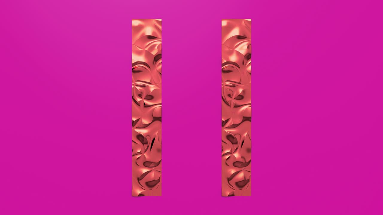 animación en bucle 3d del botón de pausa en forma de líneas paralelas. superficie ondulada con ondas. textura vibrante de moda, textil de moda, diseño gráfico, textura metálica animada.