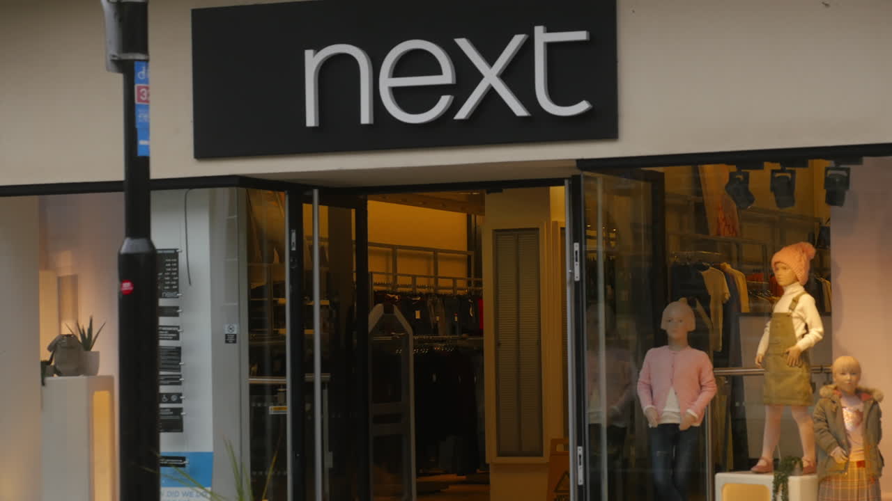 Next Clothing Retailer In Truro Cornwall, UK to Close On Main High Street, Close up Shot