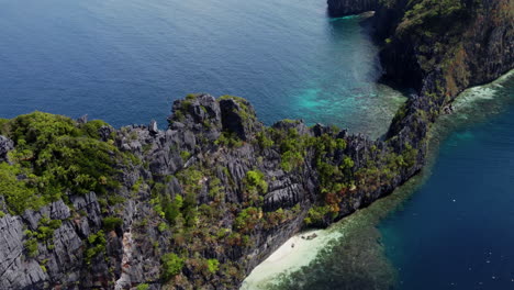 drone shot of isolated tropical island in el nido, palawan