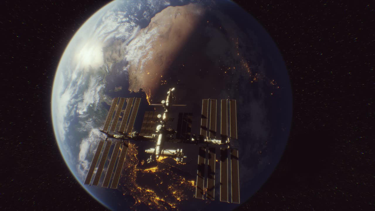 International Space Station in outer space over the planet Earth orbit