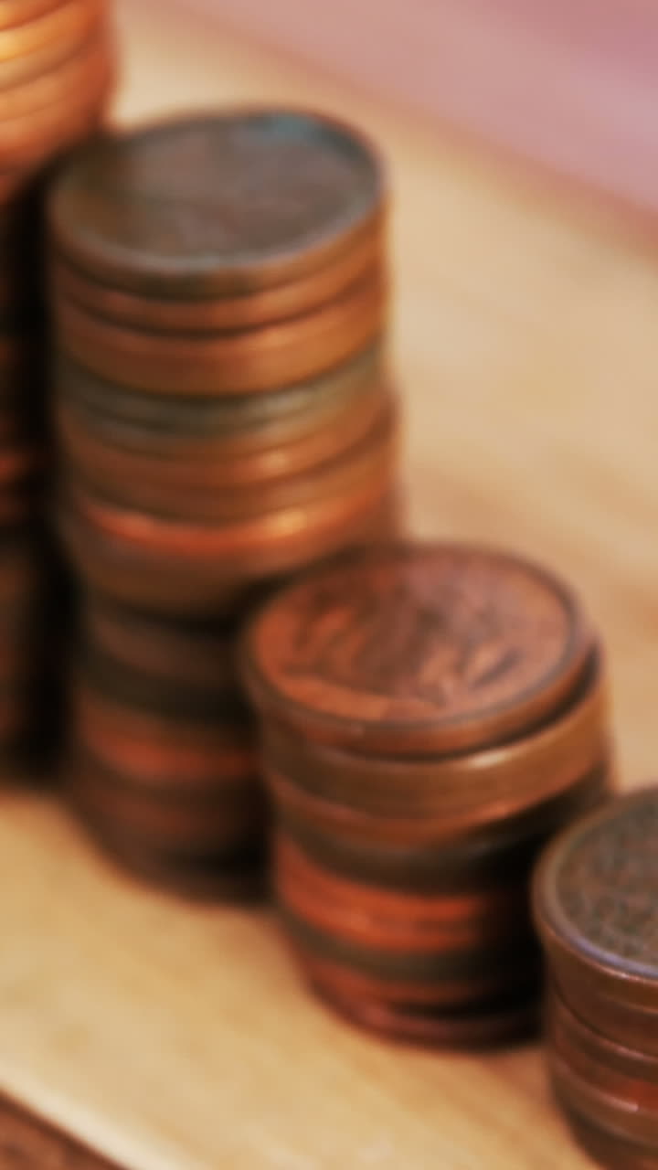 Close-up of stack of coins