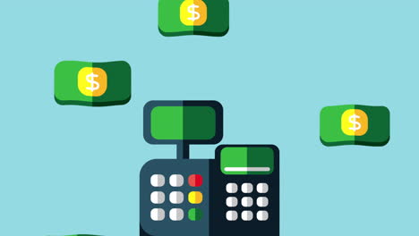 point of sale terminal with money