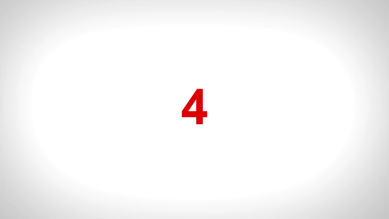 4k cuenta atrás número rojo de 10 a 0 segundos en fondo blanco