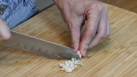 chopping garlic