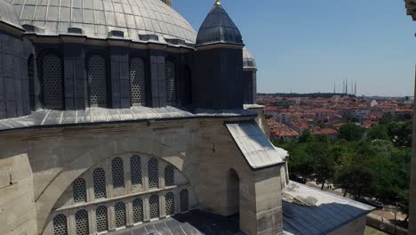 drone passes between the minarets of edirne selimiye mosque