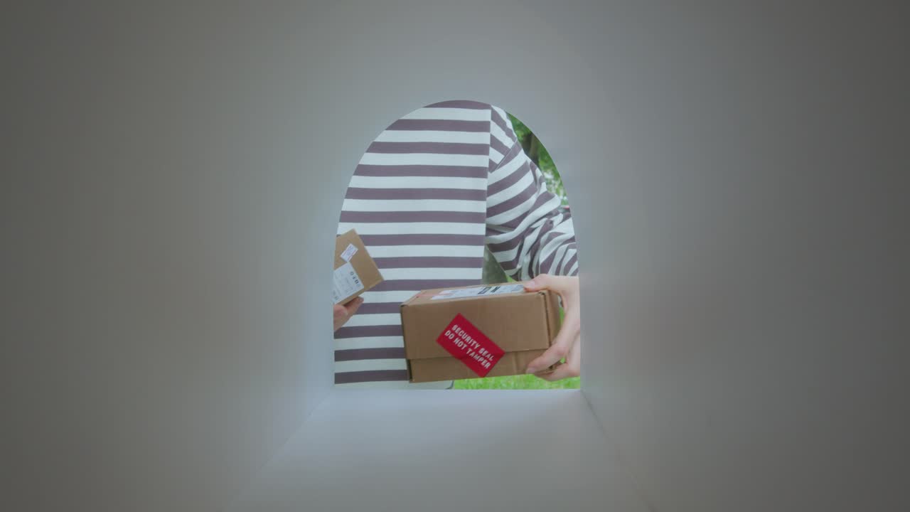 Hands of Woman Taking Parcels from Mailbox