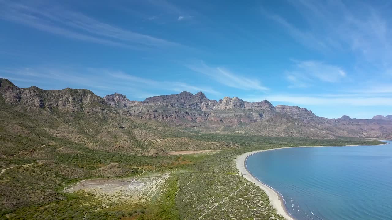 바하 캘리포니아, 멕시코의 바다 해안선의 아름다운 배경 - 공중 파노라마