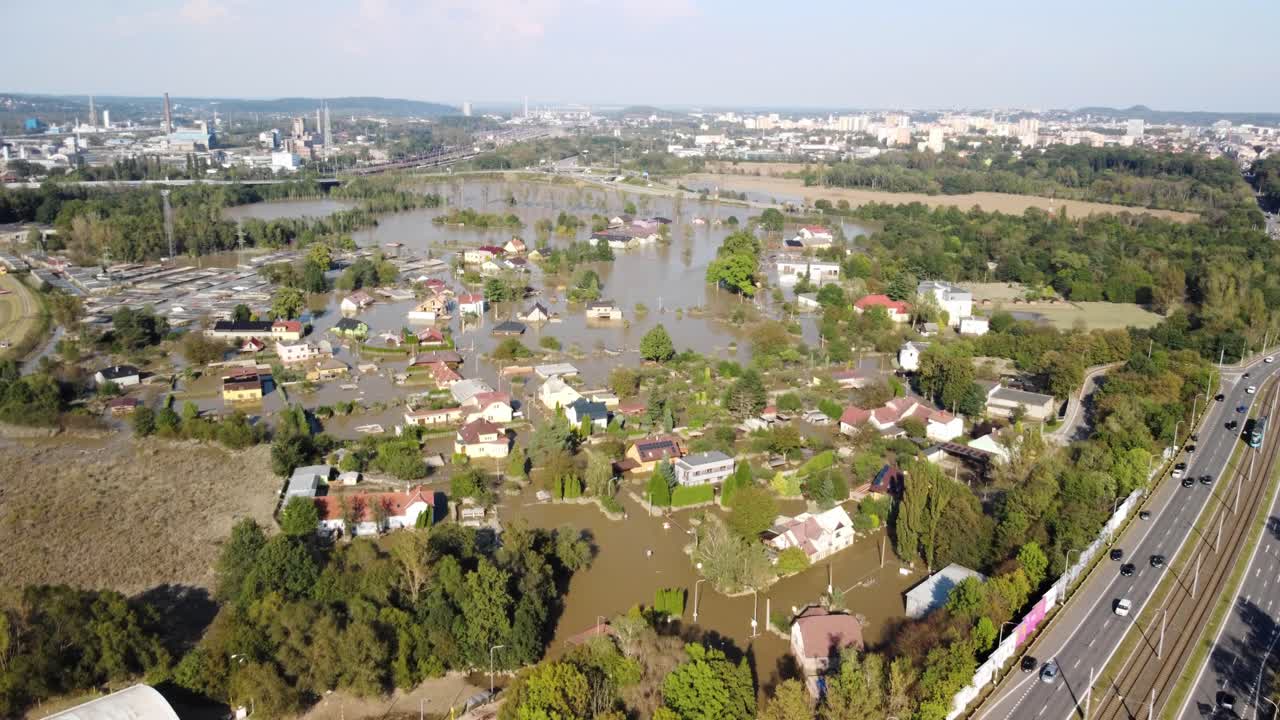 Aerial view of Ostrava, Czech Republic, revealing the city’s landscape following the 100-year flood event