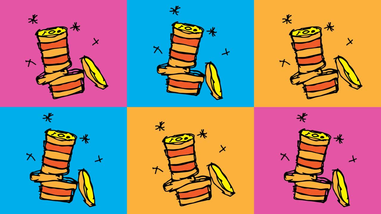 niños dibujando arte pop fondo sin costuras con tema de moneda