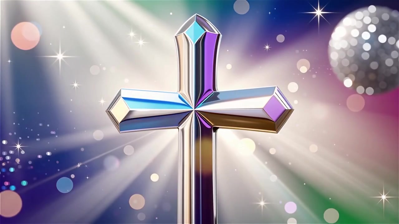Cruz Cristiana con Luz Celestial, Fondo para Adoración.