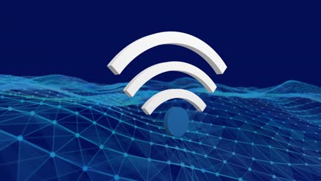 wifi icon against digital waves