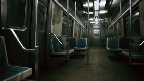 empty metal subway train in urban chicago