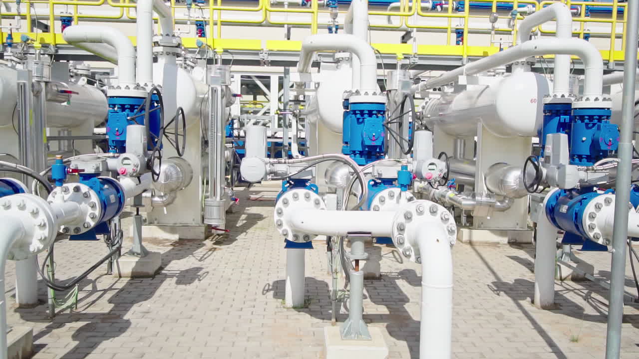 거대한 가스  ⁇ 핑 스테이션 파이프 라인 과  ⁇ 브, 측면 보기