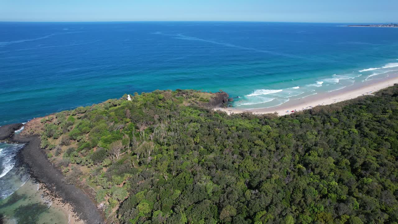 Aerial View of Noosa Heads Lighthouse and Beach