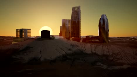 city skyscrapes in desert