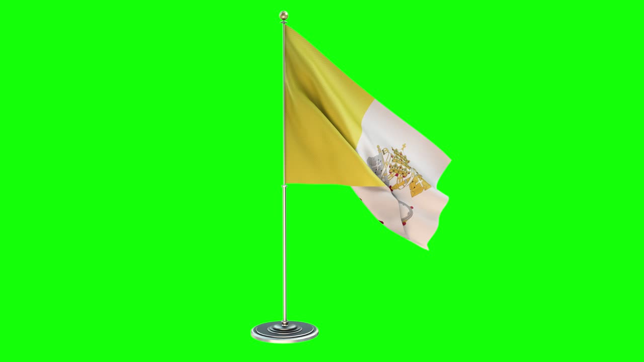 ciudad santa del vaticano ver ilustración 3d de la bandera ondeando en un poste con croma