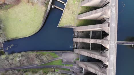 aerial overhead shot of wimbleball dam exmoor england uk