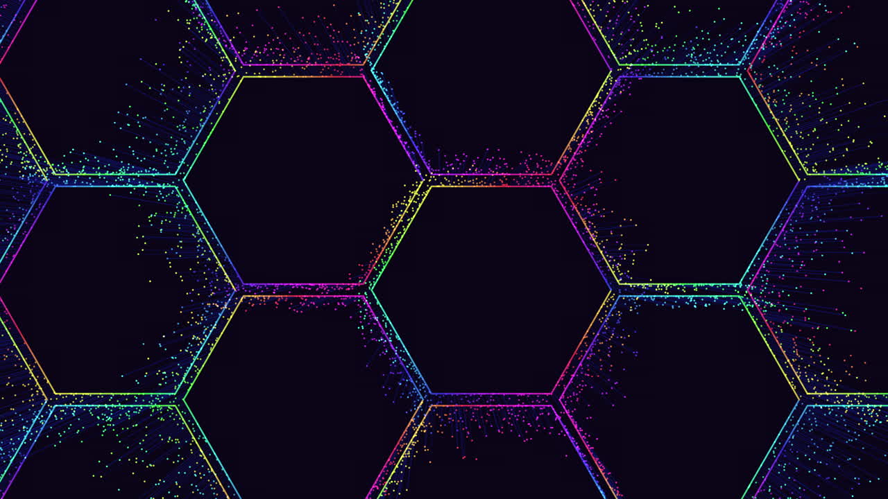 patrón hexagonal creado con puntos coloridos, formando un diseño cautivador y repetido
