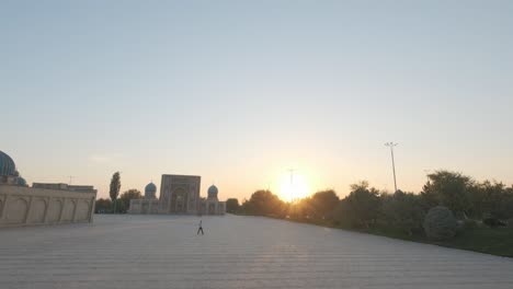 central asian architecture on the sunset