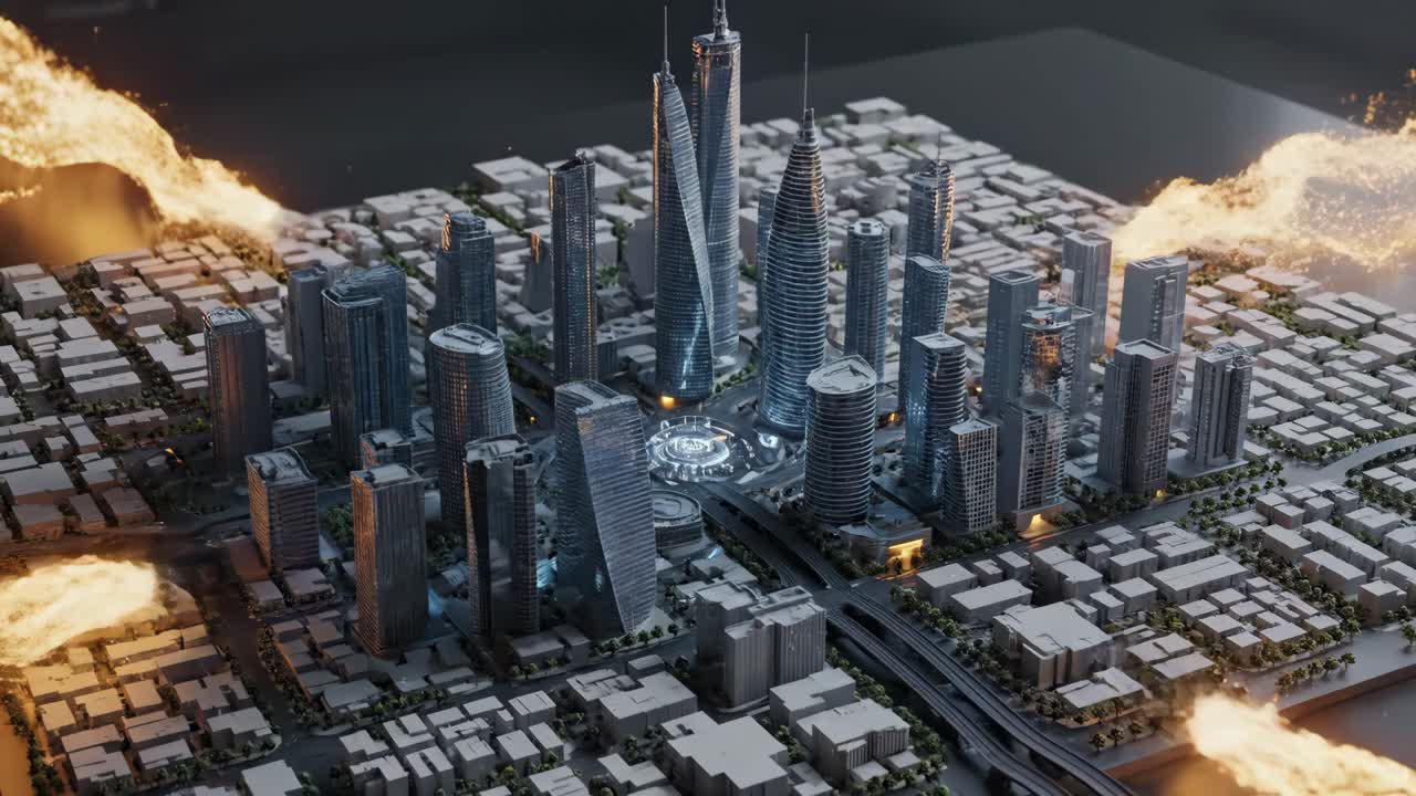 paisaje urbano futurista