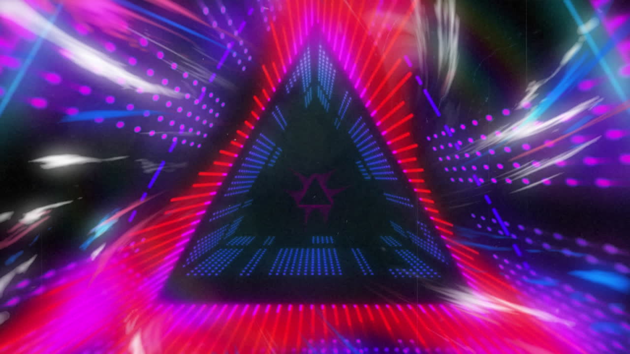 animación de formas caleidoscópicas en movimiento brillantes sobre un fondo negro