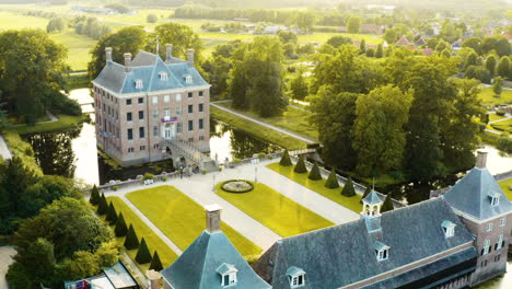 stunning view over a historical water castle in the netherlands