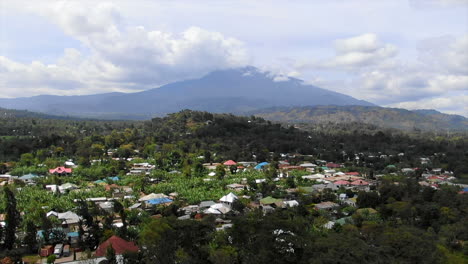 Aerial-View-Flying-Over-a-Forested-Rural-Village-in-Tanzania